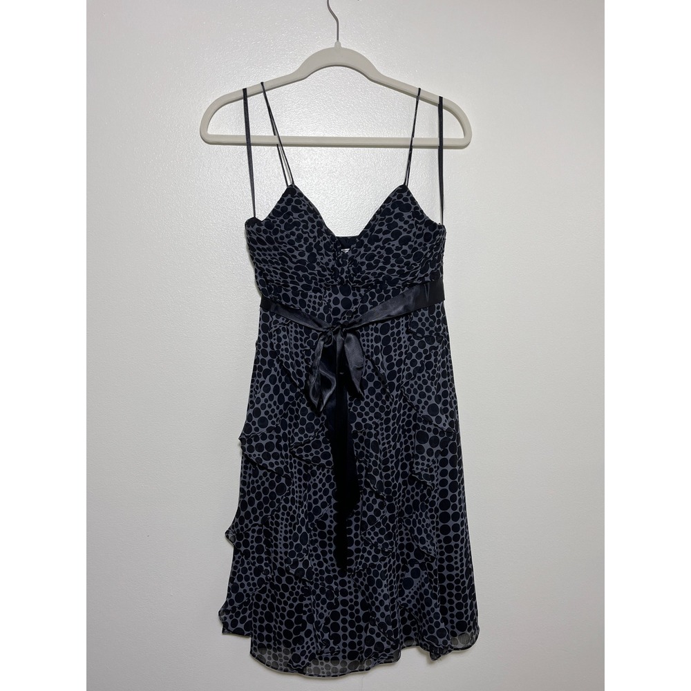 Eliza J New York Polka Dot Ruffle Tiered Cocktail Dress Grey Black